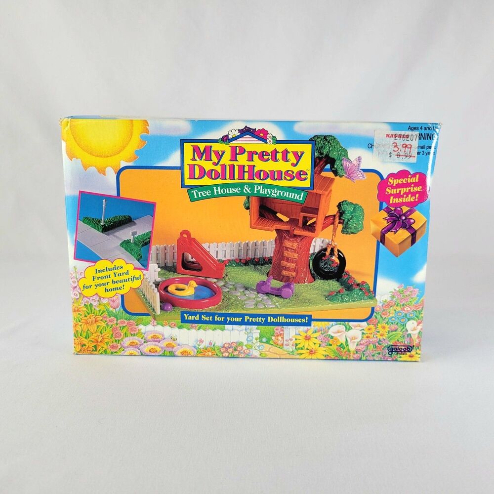Vintage Galoob My Pretty Dollhouse Tree House Playground Set + Scooter Slide New